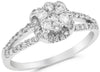 ESTATE .54CT DIAMOND 14KT WHITE GOLD 3D FLOWER CLUSTER SQUARE FUN RING