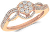 ESTATE .46CT DIAMOND 14KT ROSE GOLD 3D TWO ROW FLOWER CLUSTER FUN RING
