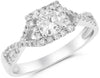 ESTATE .70CT DIAMOND 14KT WHITE GOLD 3D SOLITAIRE SQUARE HALO INFINITY LOVE RING