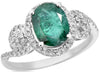 ESTATE 2.38CT DIAMOND & AAA EMERALD 14KT WHITE GOLD 3D OVAL HALO FLOWER RING