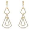 ESTATE .45CT DIAMOND 14KT YELLOW GOLD 3D TRIANGULAR TEAR DROP HANGING EARRINGS