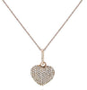ESTATE .27CT DIAMOND 14KT ROSE GOLD 3D CLASSIC PAVE HEART LOVE PENDANT