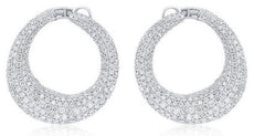 EXTRA LARGE 7.91CT DIAMOND 14KT WHITE GOLD 3D SIDEWAYS HOOP HANGING EARRINGS