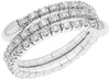 WIDE .52CT DIAMOND 18KT WHITE GOLD 3D THREE ROW CRISS CROSS FLEXIBLE SNAKE RING