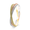 LARGE 20.41CT DIAMOND 18KT TRI COLOR GOLD ETERNITY TRINITY LOVE BANGLE BRACELET