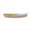 LARGE 20.41CT DIAMOND 18KT TRI COLOR GOLD ETERNITY TRINITY LOVE BANGLE BRACELET