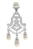 .66CT DIAMOND & AAA SOUTH SEA PEARL 18KT WHITE GOLD CHANDELIER HANGING EARRINGS