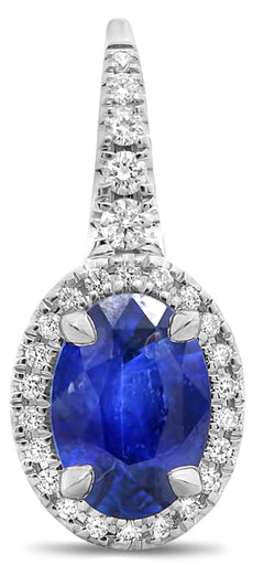 1.97CT DIAMOND & AAA SAPPHIRE 18KT WHITE GOLD OVAL & ROUND HALO HANGING EARRINGS