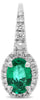 1.78CT DIAMOND & AAA EMERALD 18KT WHITE GOLD OVAL & ROUND HALO HANGING EARRINGS