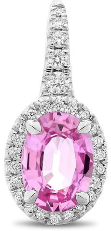 2.25CT DIAMOND & AAA PINK SAPPHIRE 18KT WHITE GOLD ROUND & OVAL HANGING EARRINGS