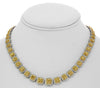 LARGE 23.60CT CUSHION WHITE & CANARY DIAMOND 18KT GOLD ETERNITY TENNIS NECKLACE
