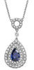 1.72CT DIAMOND & AAA SAPPHIRE 18KT WHITE GOLD 3D PEAR SHAPE DOUBLE HALO NECKLACE
