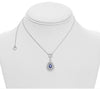 1.72CT DIAMOND & AAA SAPPHIRE 18KT WHITE GOLD 3D PEAR SHAPE DOUBLE HALO NECKLACE