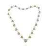 14.16CT WHITE & CANARY DIAMOND 18KT WHITE GOLD 3D ROUND & HEART TENNIS NECKLACE