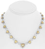 14.16CT WHITE & CANARY DIAMOND 18KT WHITE GOLD 3D ROUND & HEART TENNIS NECKLACE