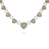 14.16CT WHITE & CANARY DIAMOND 18KT WHITE GOLD 3D ROUND & HEART TENNIS NECKLACE