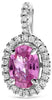 1.01CT DIAMOND & AAA PINK SAPPHIRE 18KT WHITE GOLD 3D OVAL & ROUND HALO PENDANT