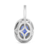 1.08CT DIAMOND & AAA SAPPHIRE 18KT WHITE GOLD OVAL & ROUND HALO FLOATING PENDANT