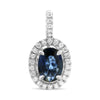 1.08CT DIAMOND & AAA SAPPHIRE 18KT WHITE GOLD OVAL & ROUND HALO FLOATING PENDANT