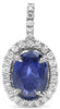 1.08CT DIAMOND & AAA SAPPHIRE 18KT WHITE GOLD OVAL & ROUND HALO FLOATING PENDANT