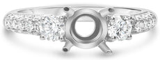 .67CT DIAMOND 14KT WHITE GOLD ROUND 3 STONE CLASSIC SEMI MOUNT ENGAGEMENT RING