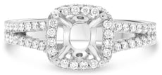.85CT DIAMOND 14KT WHITE GOLD 3D CLASSIC SQUARE HALO SEMI MOUNT ENGAGEMENT RING