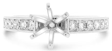 .40CT DIAMOND 14KT WHITE GOLD 6 PRONG FILIGREE ROUND SEMI MOUNT ENGAGEMENT RING