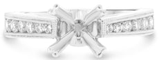 .50CT DIAMOND 14KT WHITE GOLD 4 PRONG ROUND CHANNEL SEMI MOUNT ENGAGEMENT RING