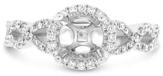 .49CT DIAMOND 14KT WHITE GOLD 3D ROUND INFINITY HALO SEMI MOUNT ENGAGEMENT RING