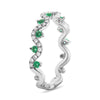 .38CT DIAMOND & AAA EMERALD 14KT WHITE GOLD 3D CLASSIC ROUND MULTI WAVE FUN RING