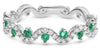 .38CT DIAMOND & AAA EMERALD 14KT WHITE GOLD 3D CLASSIC ROUND MULTI WAVE FUN RING