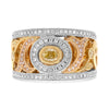 .76CT WHITE, PINK & CANARY DIAMOND 18KT WHITE GOLD ROUND & OVAL ANNIVERSARY RING