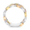 LARGE .35CT WHITE & PINK DIAMOND 14KT WHITE GOLD 3D MULTI LEAF ANNIVERSARY RING