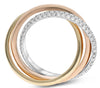 ESTATE 1.0CT DIAMOND 14K TRI COLOR GOLD CLASSIC TRINITY INTERTWINING LOVE RING