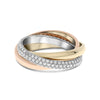 ESTATE 1.0CT DIAMOND 14K TRI COLOR GOLD CLASSIC TRINITY INTERTWINING LOVE RING