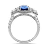 3.41CT DIAMOND & SAPPHIRE PLATINUM ROUND TRAPEZOID & CUSHION CUT ENGAGEMENT RING