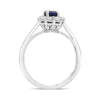 1.79CT DIAMOND & AAA SAPPHIRE 18K WHITE GOLD OVAL & ROUND FLOWER ENGAGEMENT RING