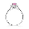 1.82CT DIAMOND & AAA PINK SAPPHIRE 18KT WHITE GOLD 3D OVAL HALO ENGAGEMENT RING