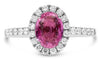 1.82CT DIAMOND & AAA PINK SAPPHIRE 18KT WHITE GOLD 3D OVAL HALO ENGAGEMENT RING