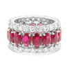 LARGE 10.63CT DIAMOND & AAA RUBY 18KT WHITE GOLD OVAL ETERNITY ANNIVERSARY RING