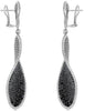 LARGE 10.70CT WHITE & BLACK DIAMOND 18K WHITE GOLD CLASSIC LEAF HANGING EARRINGS