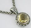LARGE 6.75CT AAA CITRINE & WHITE TOPAZ 14KT YELLOW GOLD & 925 SILVER FUN PENDANT