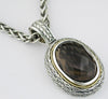 LARGE 12.70CT AAA SMOKEY TOPAZ 14KT YELLOW GOLD 925 SILVER OVAL FILIGREE PENDANT