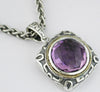 LARGE 10.0CT AAA AMETHYST 14KT YELLOW GOLD & 925 SILVER 3D ROUND SQUARE PENDANT