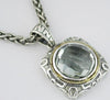 LARGE 9.60CT AAA GREEN AMETHYST 14KT YELLOW GOLD & 925 SILVER 3D ROUND PENDANT