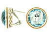 ESTATE LARGE 28CT AAA BLUE TOPAZ 14KT YELLOW GOLD & SILVER 3D CLIP ON EARRINGS