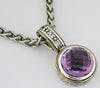 LARGE 6.90CT AAA AMETHYST & AAA WHITE TOPAZ 14K YELLOW GOLD & 925 SILVER PENDANT