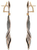 LARGE 7.79CT WHITE & BLACK DIAMOND 18KT 2 TONE GOLD MULTI LEAF HANGING EARRINGS
