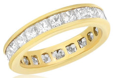 WIDE 2.71CT DIAMOND 18KT YELLOW GOLD PRINCESS ETERNITY CHANNEL ANNIVERSARY RING
