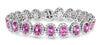 24.03CT DIAMOND & AAA PINK SAPPHIRE 18KT WHITE GOLD OVAL FLOWER TENNIS BRACELET